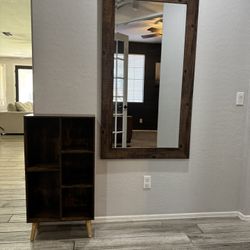 Walnut Bookshelf And Mirror 