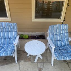 Solid Redwood Patio Chairs and Table Wish Cushions