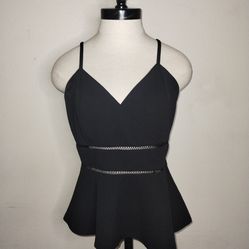 Fancescas Mi Ami Black Peplum Dress Blouse Tank Size XL