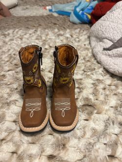 Toddler Cowboy Boots with Sunflower Embroidery