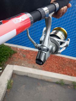 Ugly stick gx2 9ft rod. With okuma avenger 8000 reel