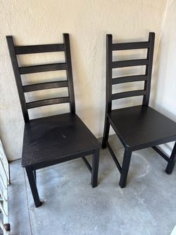 IKEA NORDVIKEN  set of 4 black wooden ladder-back dining  Chairs