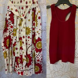 African Print Skirt With Matching Tank Top