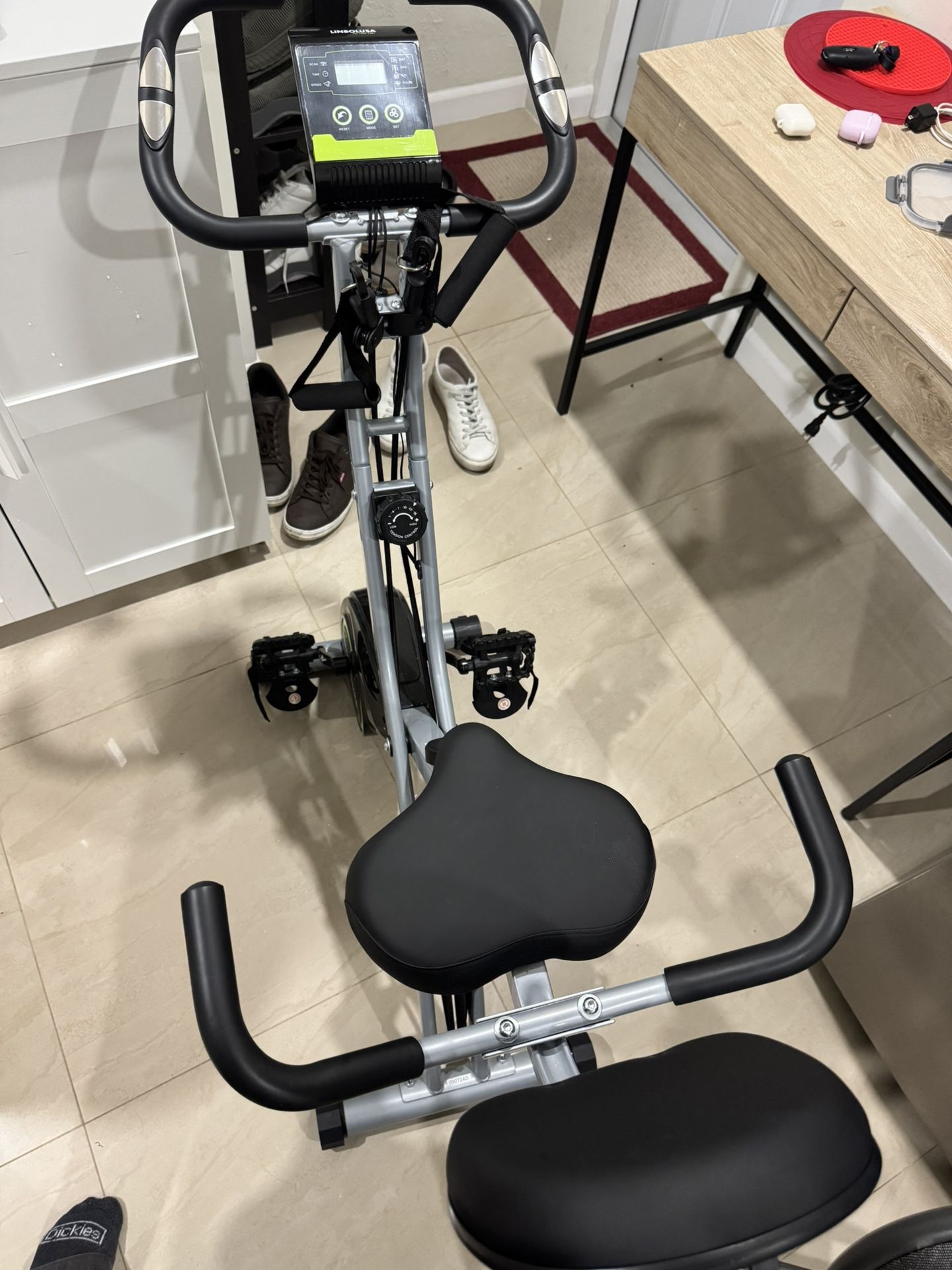 Foldable Adjustable Indoor Exercise Bike For Apartment  Foldable