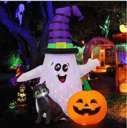5FT Inflatable Halloween Cute Ghost with The Pumpkin Blow Up Inflatables Halloween Outdoor Yard Decoration