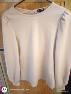 Express size small women's shirt poloyster cream color