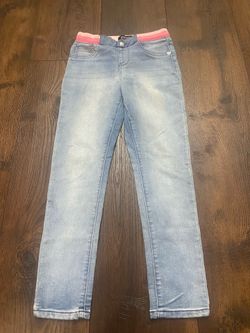 Girls elastic waist jeans size 14 convertible skinny mid rise #13