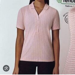 Mondetta Women's Ribbed Polo Shirt, Potpourri (Pink),