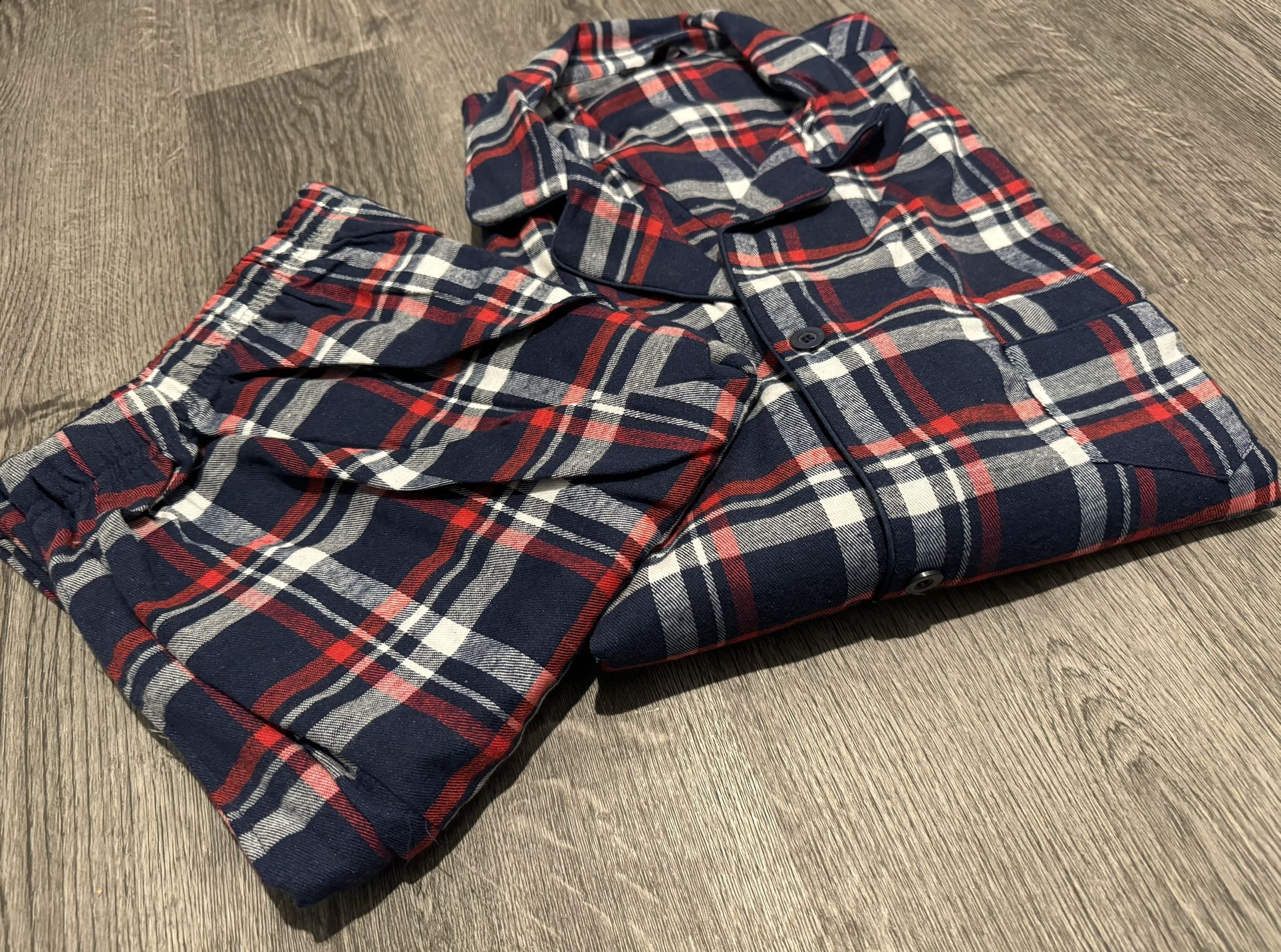 Men’s Pajama Set Plaid Pants with Pockets XL Pjs