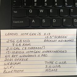 8GB Ram SSD 10th Gen Hyperthreaded Laptop