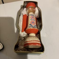 Vintage Hand painted Swedish Wood Angel Candleholder