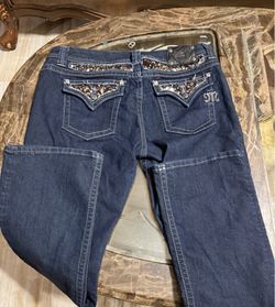 Miss Me Miss Me Easy Boot JE5731E2L Dark Wash Distressed Embellished Jeans (Read Description)