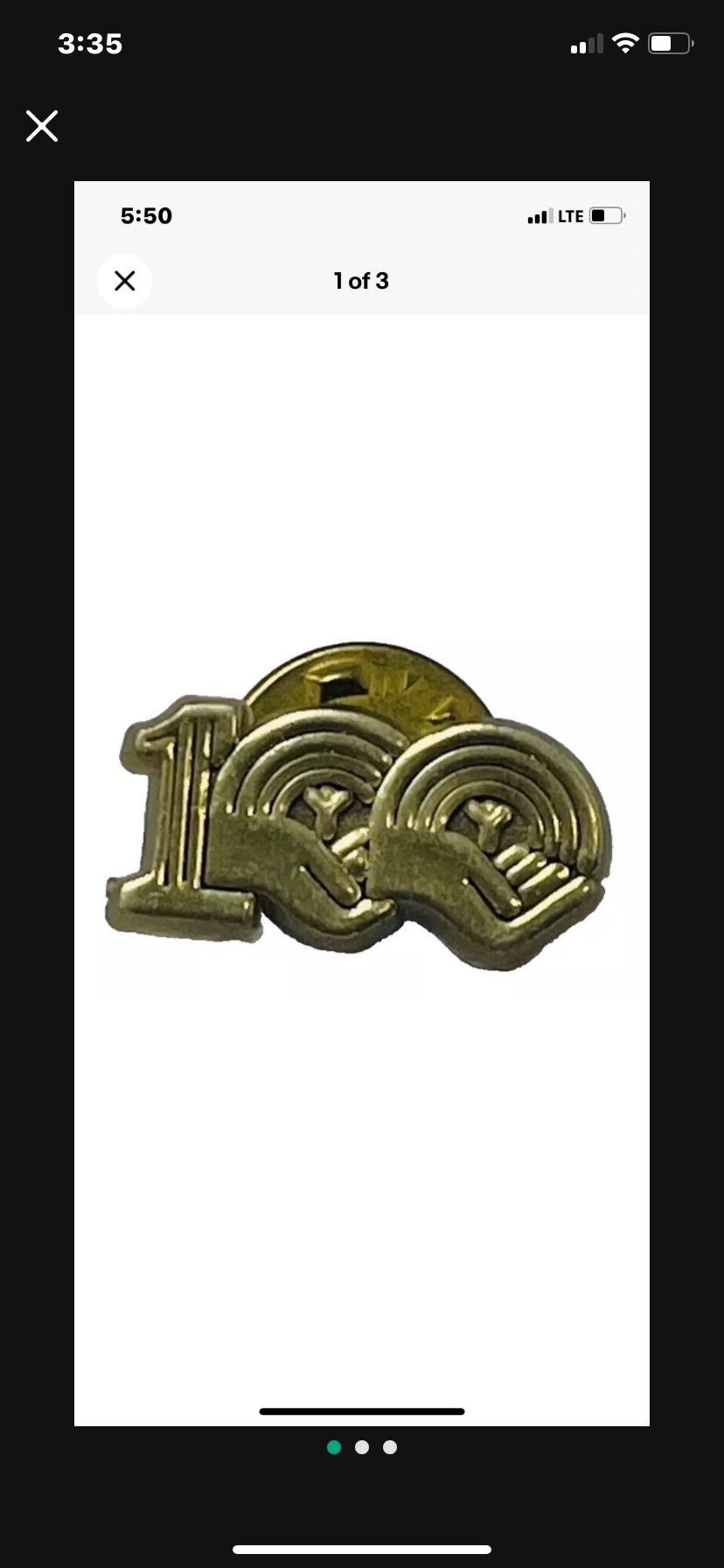 Vintage United Way Helping Hands 100 Year Anniversary Logo Lapel Hat Pin