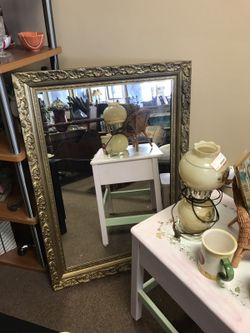 Gold Colored Framed Vintage Mirror