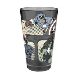 MARVEL HEROES CLUB 16OZ GLASS TUMBLER | DARK GLASS | ZAK DESIGNS | NEW UNUSED