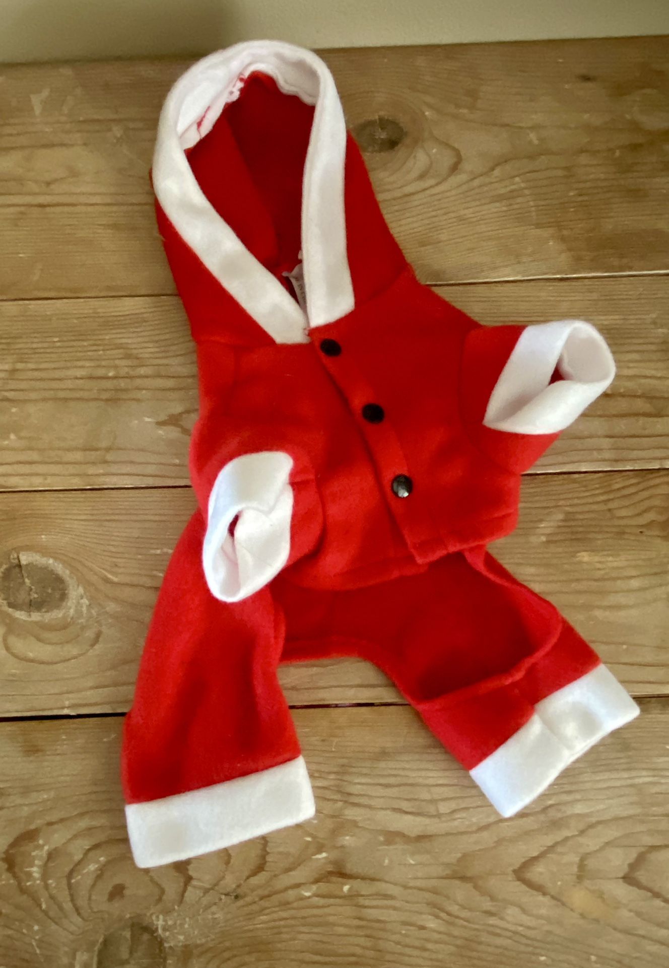 Pet Dog Santa Suit Costume Hood Christmas Holiday Size Small