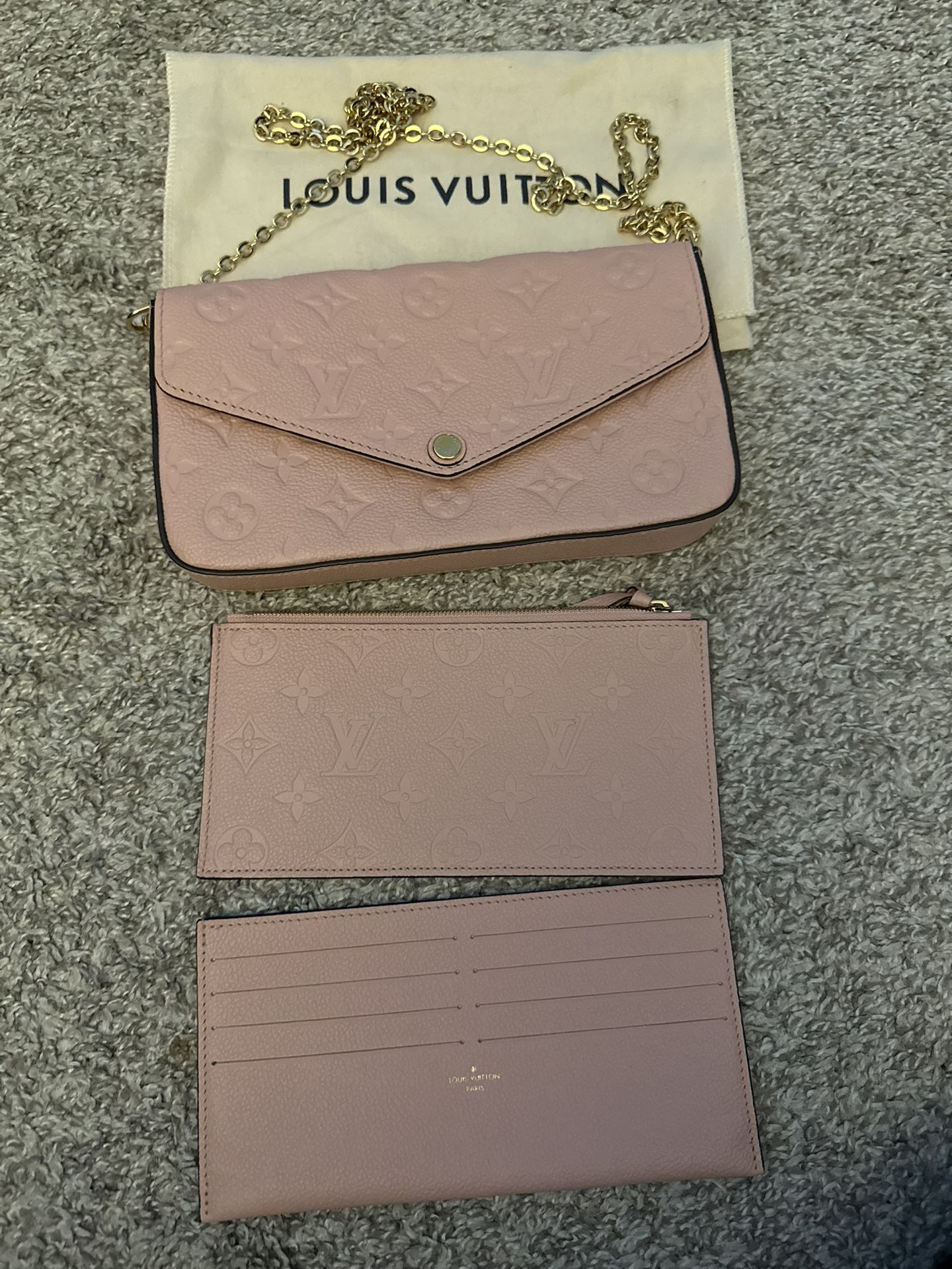 Louis Vuitton Empreinte Pochette Felicie Chain Wallet Rose Poudre