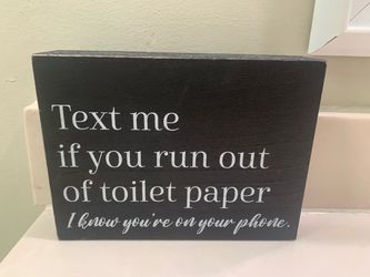 Wooden black bathroom sign