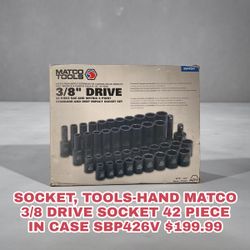 SOCKET, TOOLS-HAND MATCO 318 DRIVE SOCKET 42 PIECE IN CASE SBP426V