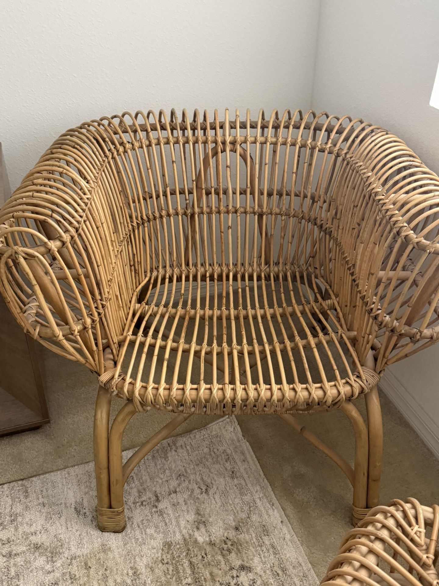 Boho Rattan Chair And Ottoman