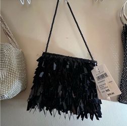 Black fringe purse