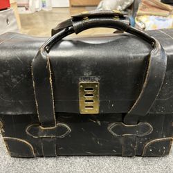 Black Vintage Leather Briefcase