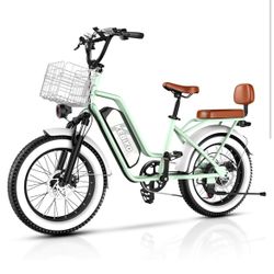 EUYBIKE Electric Bike for Adults, 20"x 4" Fat Tire Cargo Ebike with Seat, 1450W Peak 2 Seater Commute Bike with 48V 20AH Removable 960WH Battery, 80 M