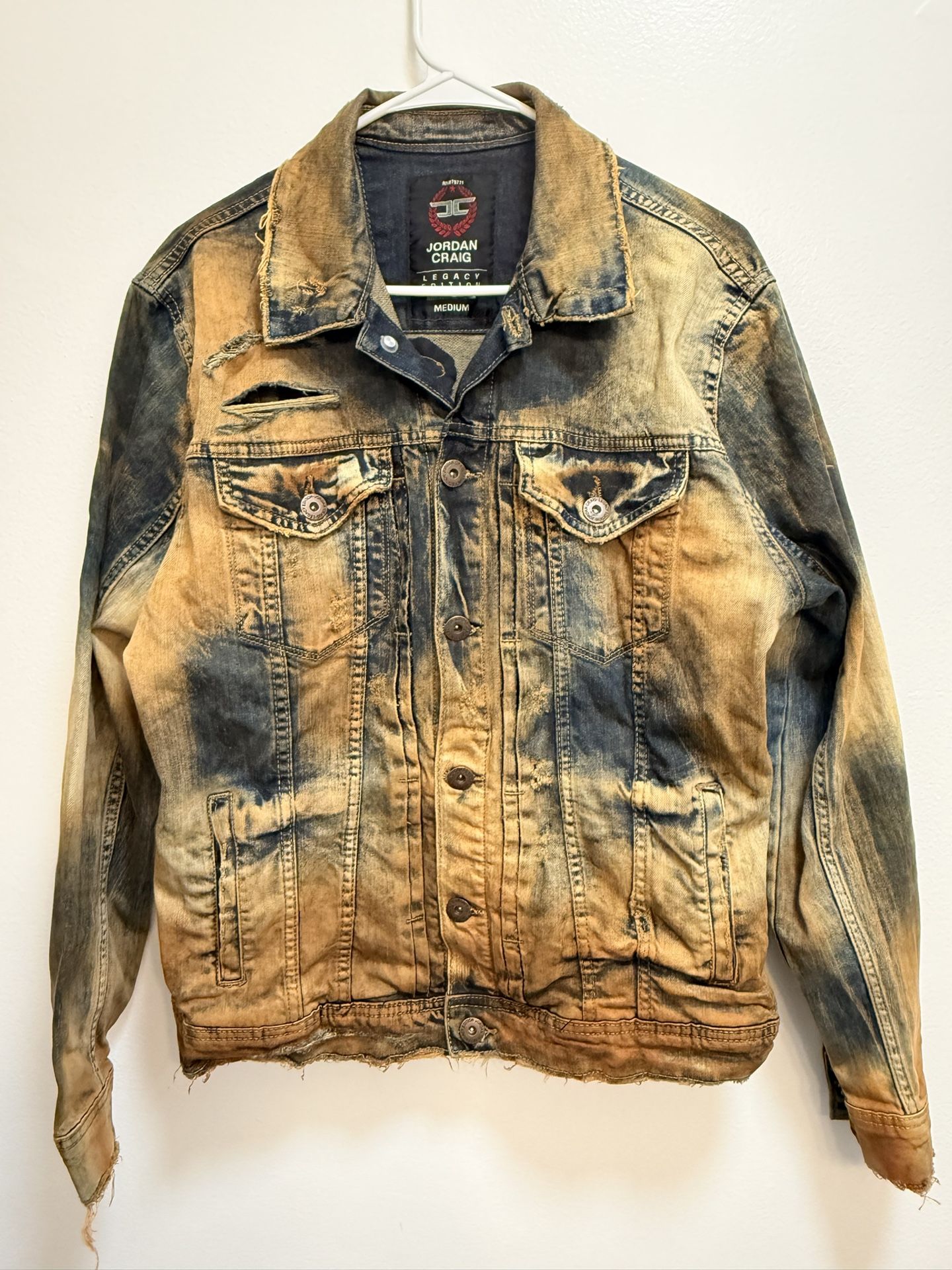 Jordan Craig Legacy Denim Jean Jacket Size M Copper Wash Brown & Blue