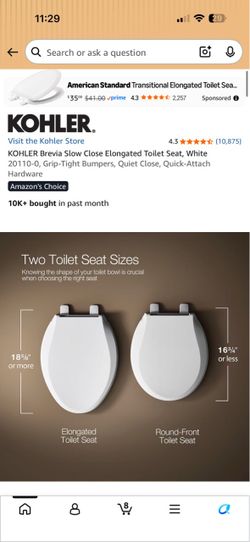 Kohler Brevia slow close elongated toilet seat