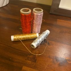  Vintage Metallic Thread Destash – Gold, Silver, Red & Pink 🌟