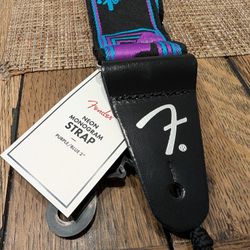 Fender Neon Monogrammed Strap in Purple/Blue 

