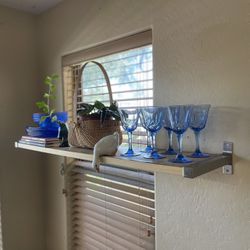 Six Vintage Avon Blue Wine Glasses