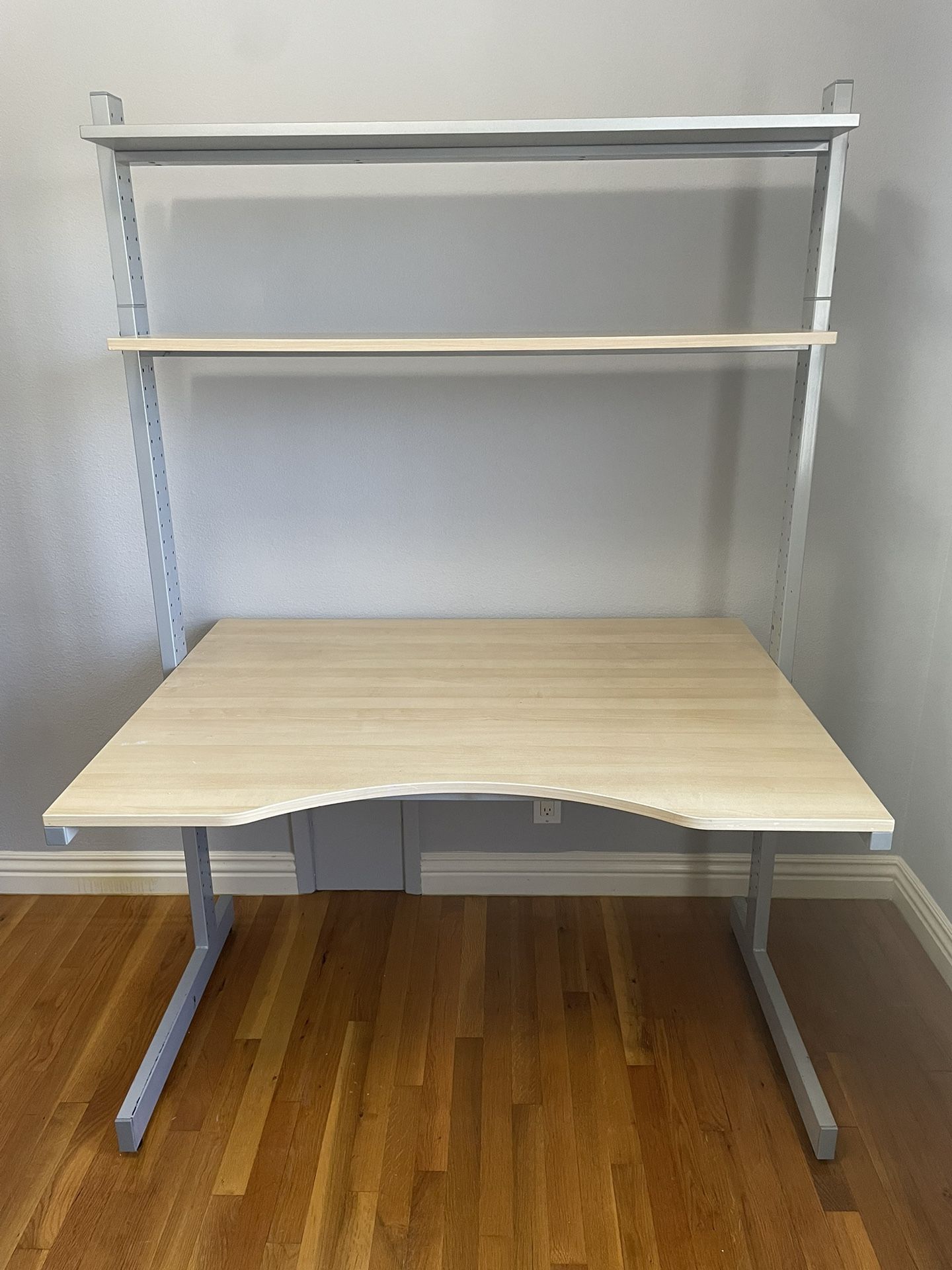 Ikea Jerker Desk, Height Extension, Birch Light Wood Color, Sit Stand WFH Treadmill Custom Desk