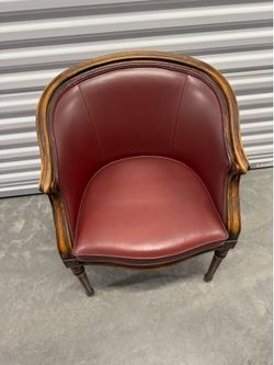 Antique Louis XV Burgundy Leather Chair