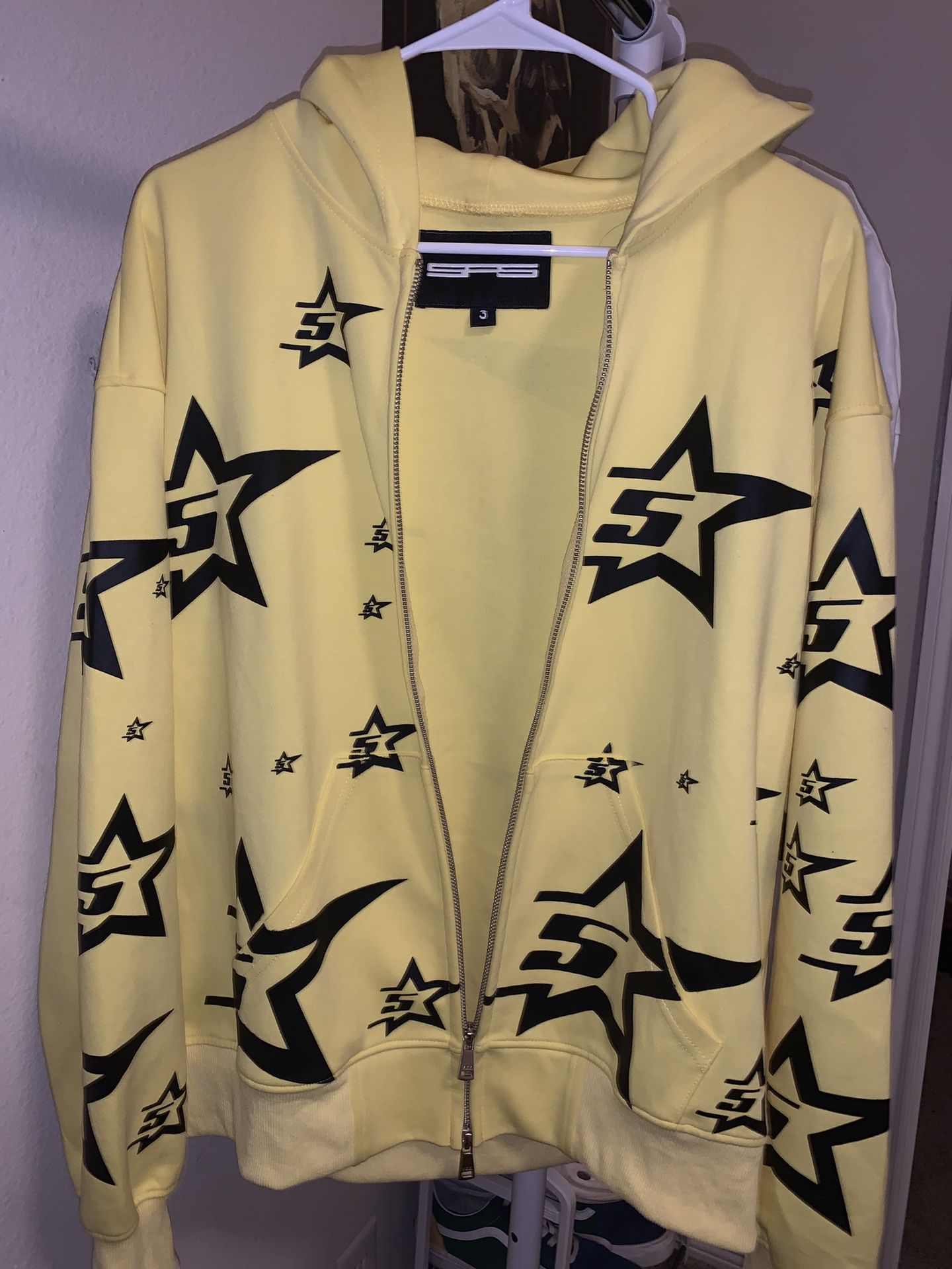 SP5DER YELLOW ZIP UP HOODIE L