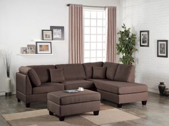 Brand New Brown Sectional Sofa w Ottoman