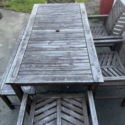 6 Piece Acacia Wood Patio Dining Set