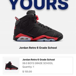 Air Jordan 6 Infrareds Size 6