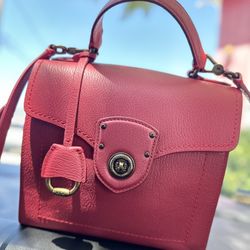 Lauren Ralph Lauren Leather Millbrook Satchel Crossbody Bag