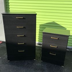 New Black Chest 5 Drawer And 3 Drawer Nightstand🌟 