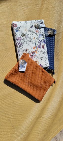 Faux Leather/Vegan Large Interwoven Style Clutch/Crossbody - Set Of Two (2)