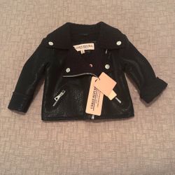 Urban Republic Baby Faux Leather Faux Fur Asymmetrical Zipper Moto Jacket 18M