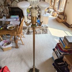 Working antique Green Onyx & Brass Mutual Sunset Lamp Company Floor Lamp
