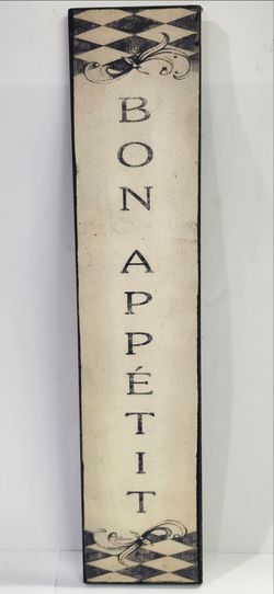 Kitchen Decorative Vertical Sign "BON APPÉTIT" 18" Tall 4" Wide