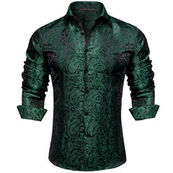 Mens Dress Shirt Green Barry Wang XL