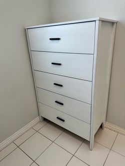 Tall White 5-Drawer Dresser (34"W x 18"D x 53"H)