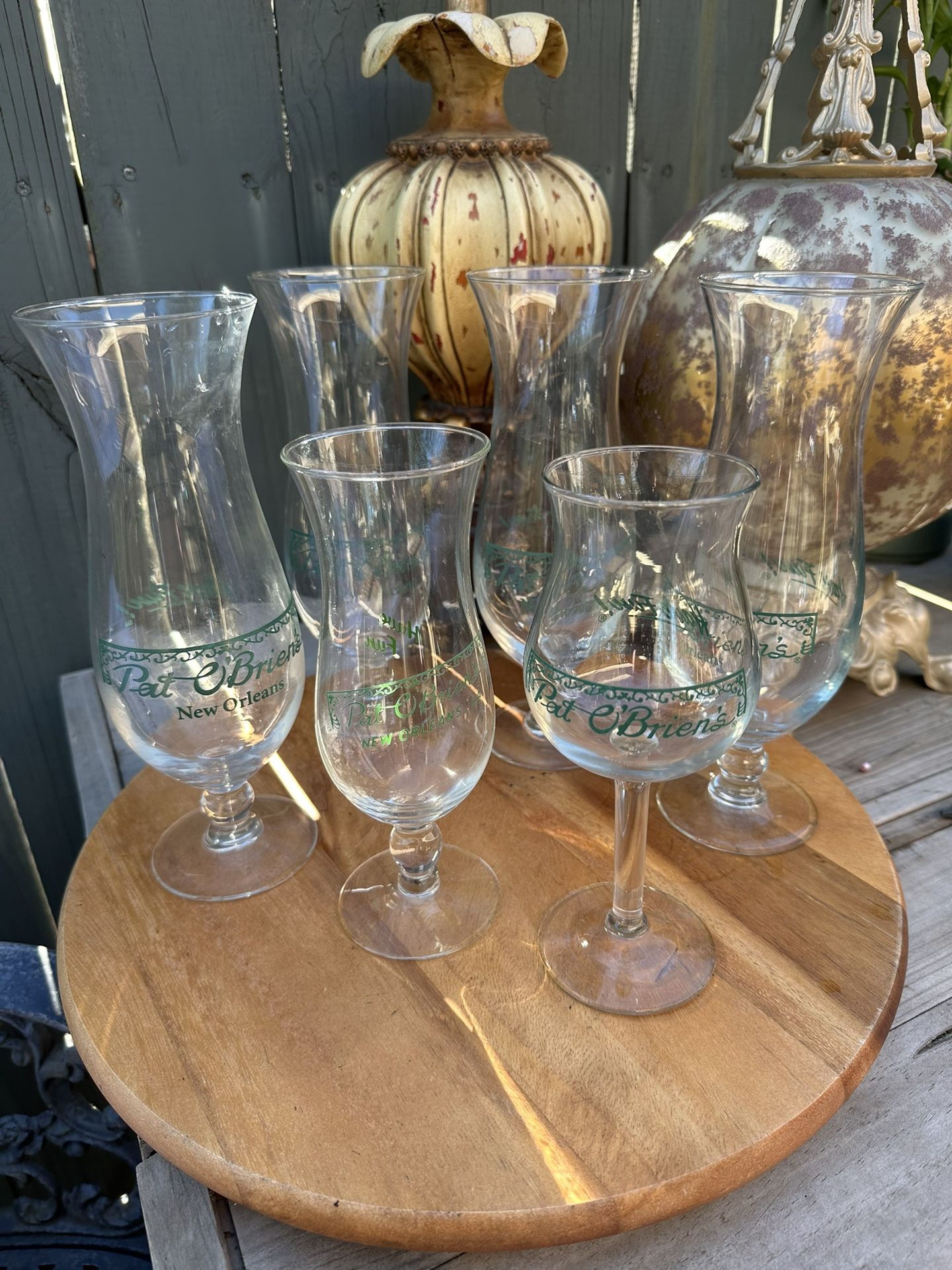 Pat O’Brien’s Hurricane Glasses Mardi Gras Set of 4 Plus 2