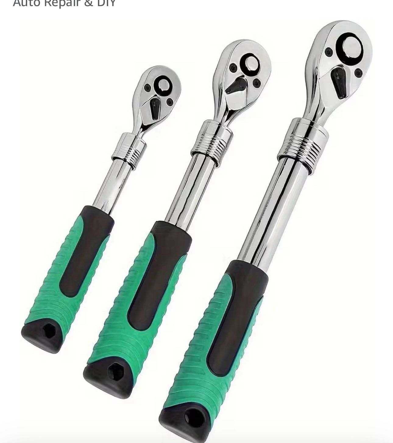 72T Ratchet Wrench Set 3-PC - 1/4" 3/8" 1/2" Drive Quick Release Reversible Socket Wrench with Extendable Handle for Auto Repair