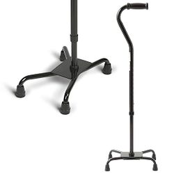 Medline Aluminum Quad Cane with Large Base for Balance