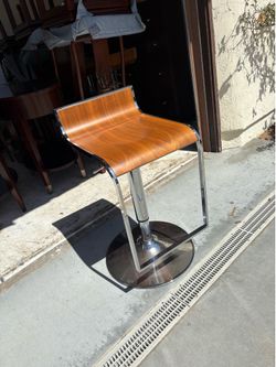 Modern Wood and Chrome Bar Stool